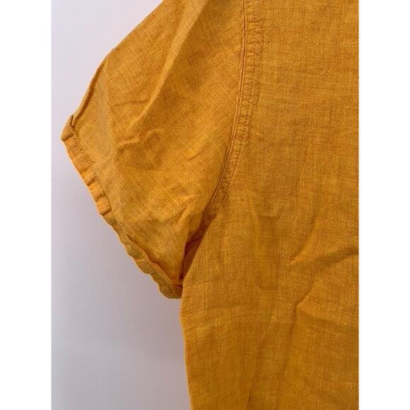 J. JILL Women's Petite Mustard Yellow Button-Up Short Sleeve Oversized Top SZ SP - Picture 6 of 9